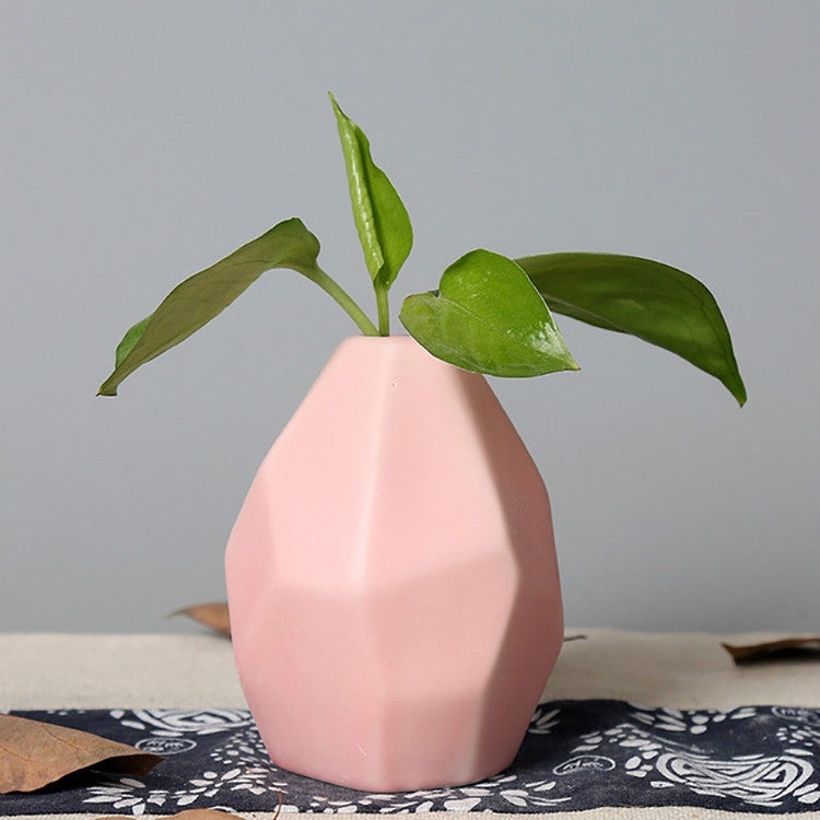 Home Garden Rhombus Pattern Mini Ceramic Vase Wedding Garden Plant Decoration