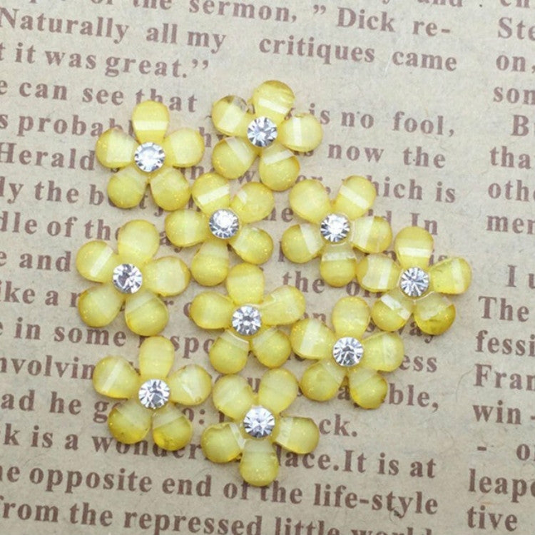 20 PCS Resin Five Petals Small Flower Nail Art Material Mobile Phone Shell Decoration Accessories(Yellow)