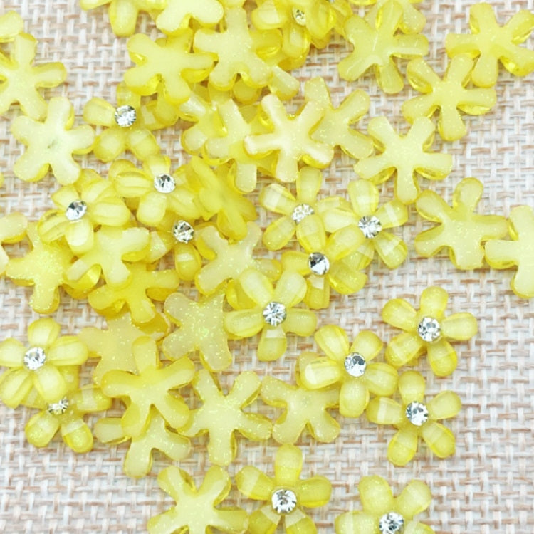 20 PCS Resin Five Petals Small Flower Nail Art Material Mobile Phone Shell Decoration Accessories(Yellow)