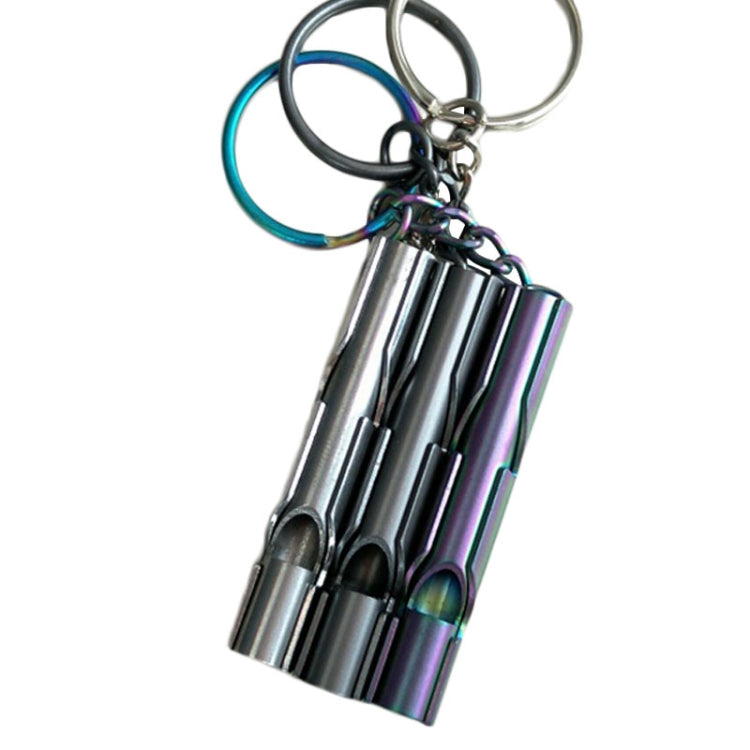 Outdoor High-decibel Stainless Steel Self-protection Double Tube Survival Whistle with Key Ring(Black)