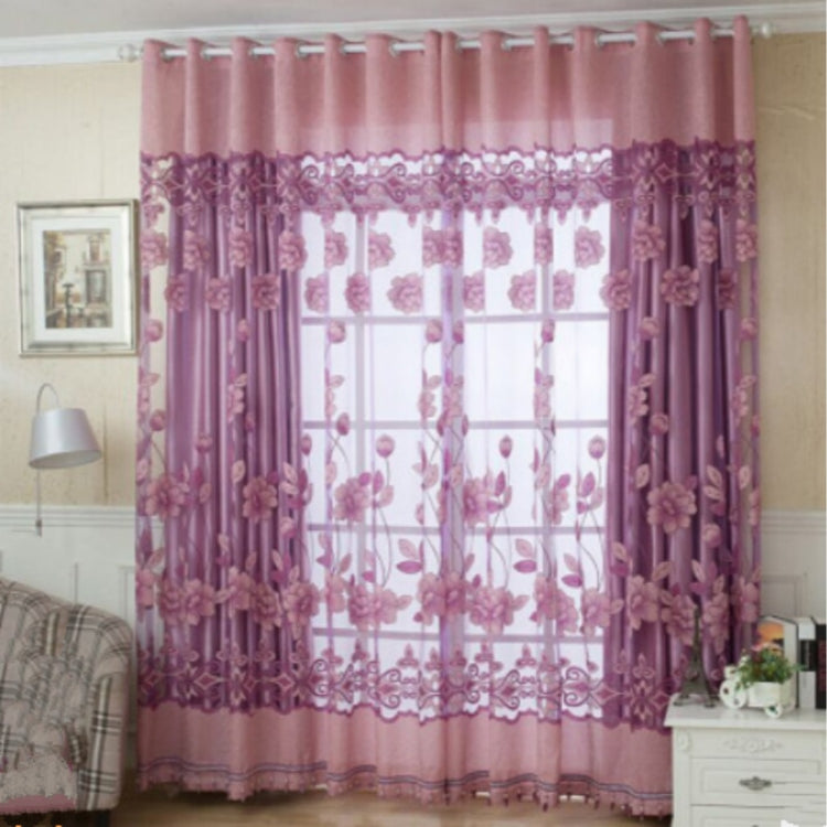 Lotus Flower Curtain Living Room Balcony Curtain, Size:2Ã—2.7m Punch and Beads