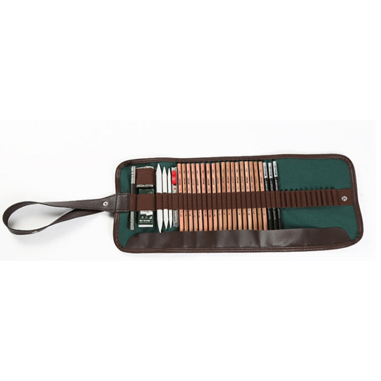 36 Holes Pencil Holder Colored Pencil Bag Storage Pouch Canvas Bag(black)