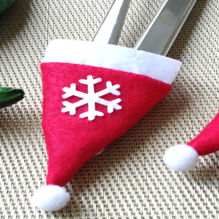 2 Bags Merry Christmas Knife Fork Tableware Holder Snowflakes Christmas Hat Christmas Decorations(Red)