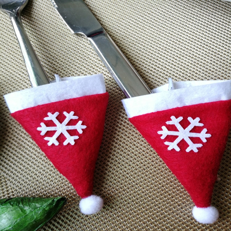 2 Bags Merry Christmas Knife Fork Tableware Holder Snowflakes Christmas Hat Christmas Decorations(Red)