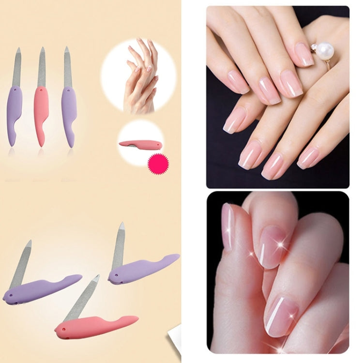 2 PCS Cartoon Folding Nail File Metalic Stainless Steel  Professionel Tool Files Random Color Delivery