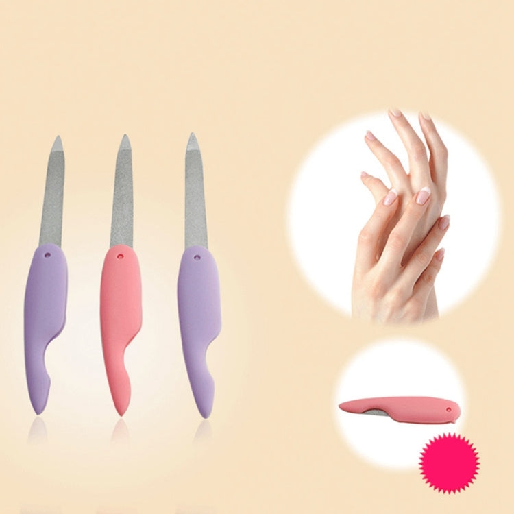 2 PCS Cartoon Folding Nail File Metalic Stainless Steel  Professionel Tool Files Random Color Delivery