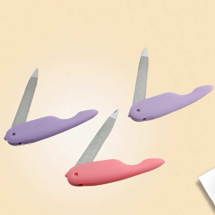 2 PCS Cartoon Folding Nail File Metalic Stainless Steel  Professionel Tool Files Random Color Delivery