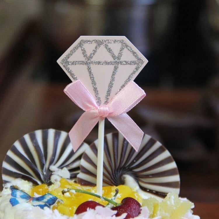 5 Packs Diamond Cake Birthday Inserted Card Wedding Party Dessert Table Decoration Supplies