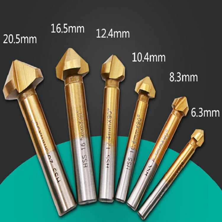 6 In 1 90 Degree Three-edge Chamfering Knife Woodworking Milling Cutter Chamfering Machine Hole Opener, Package:Plastic Bag