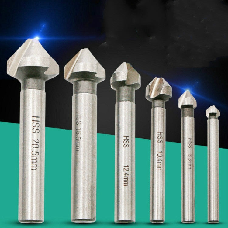 6 In 1 90 Degree Three-edge Chamfering Knife Woodworking Milling Cutter Chamfering Machine Hole Opener, Package:Plastic Bag