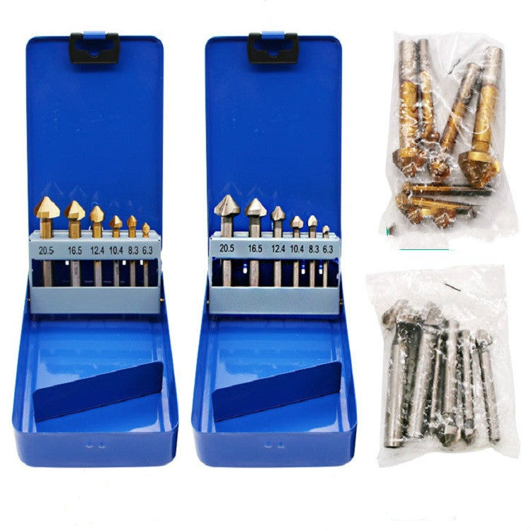 6 In 1 90 Degree Three-edge Chamfering Knife Woodworking Milling Cutter Chamfering Machine Hole Opener, Package:Plastic Bag