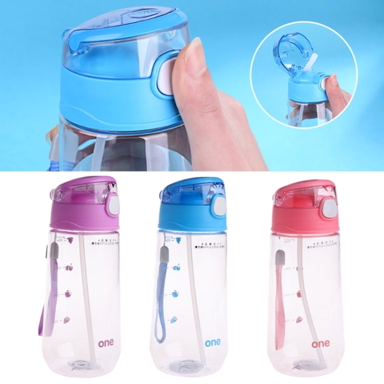 500ML Baby Kids Children Portable Plastic Feeding Drinking Water Bottle Cup with Straw(Purple)