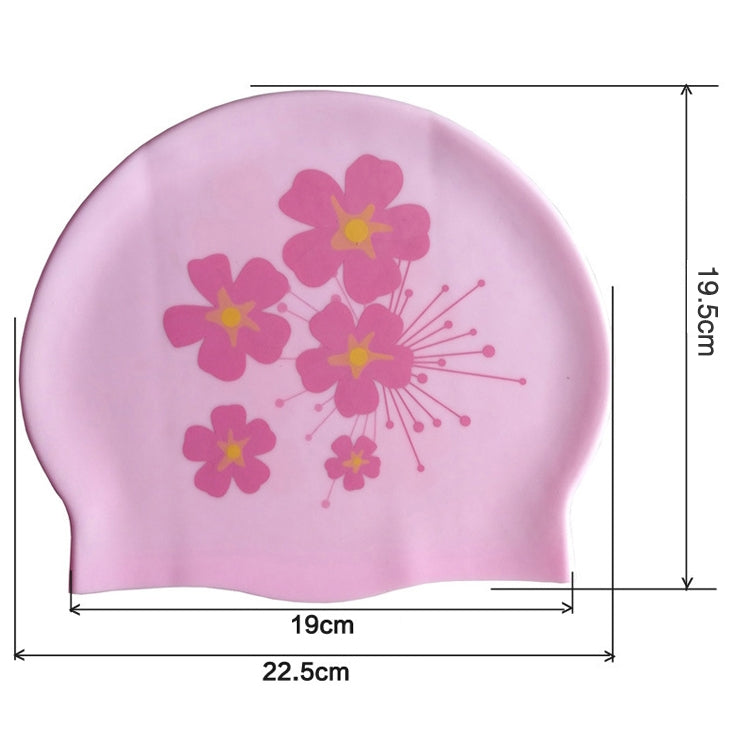 Pink Flowers Pattern Earmuffs Silicone Waterproof Swimming Cap for Women