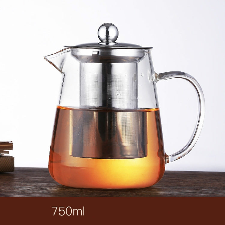 Large Capacity Heat Resistant Glass Teapot Tea Set With Stainless Steel Filter For Kung Fu Tea, Capacity:750ML