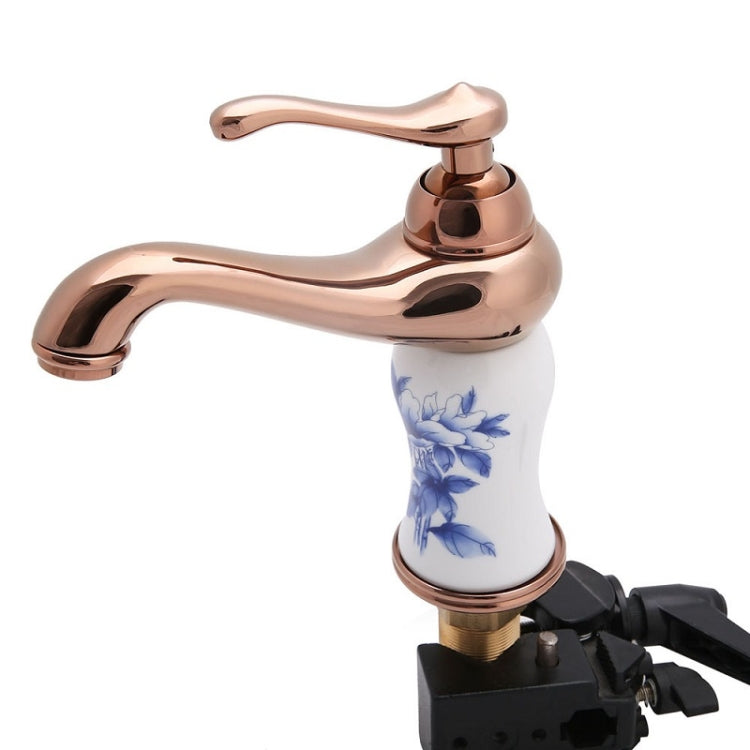 YP-b324 Washbasin All-Bronze Blue And White Porcelain Hot & Cold Faucet
