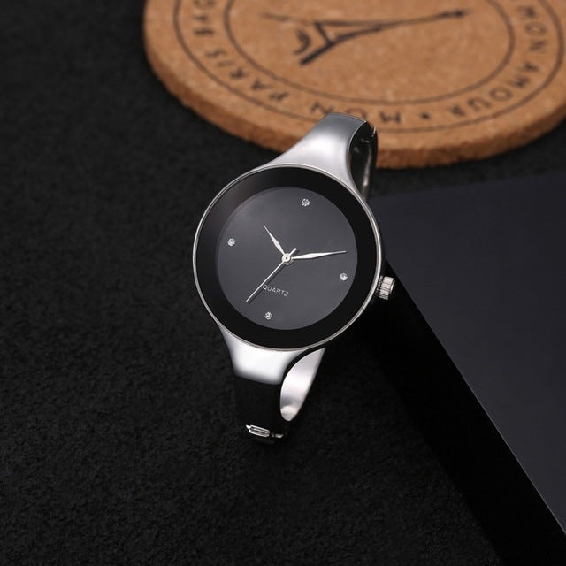 2 PCS Women Simple Style Alloy Thin Strap Quartz Watch