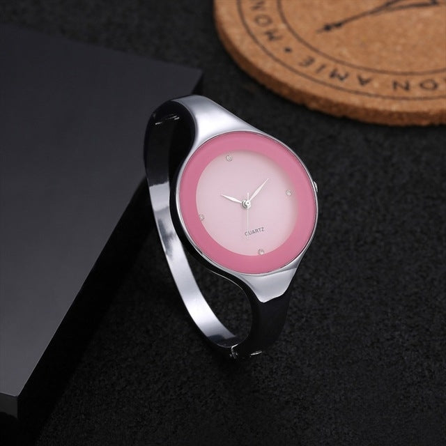 2 PCS Women Simple Style Alloy Thin Strap Quartz Watch