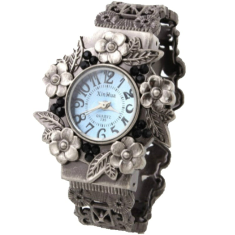 Retro Embossed Flower Bracelet Quartz Watch for Women