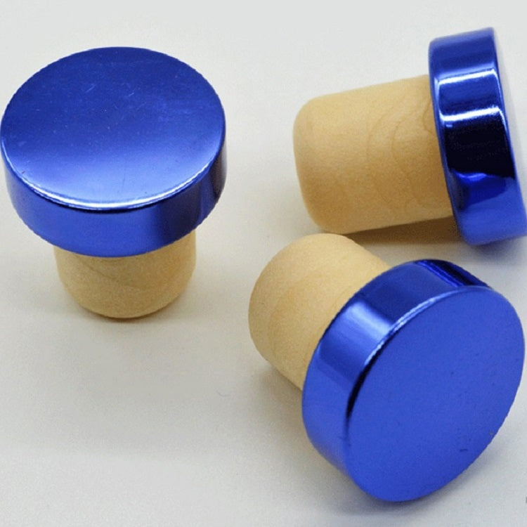 Polymer Wine Stopper Cork Oak Stoppers with Metal Iron Cover, Color:Blue