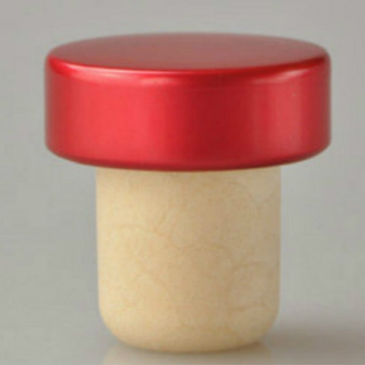 Polymer Wine Stopper Cork Oak Stoppers with Metal Iron Cover, Color:Red