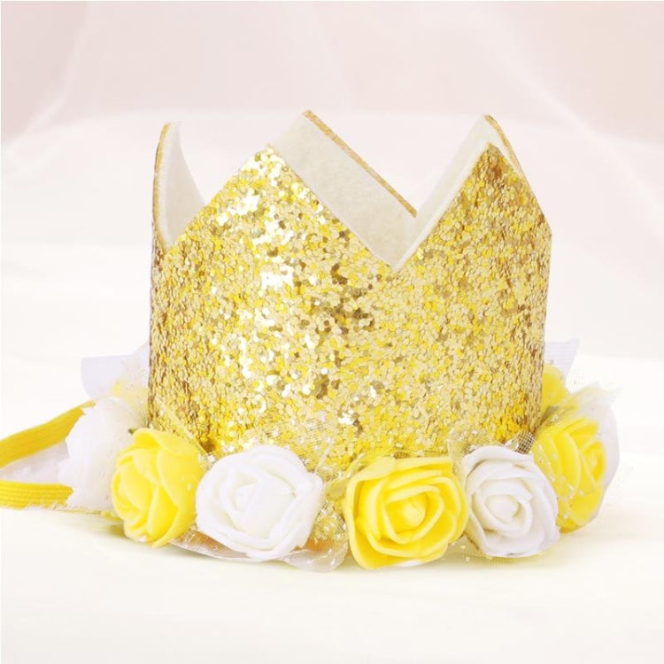 Girl Princess Crown Cartoon Hats Baby Birthday Sequins Flower Caps