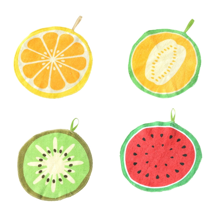 2 PCS Baby Kids Round Cotton Hand Towel Kitchen Fruit Wipe Dishcloth Hanging Towels