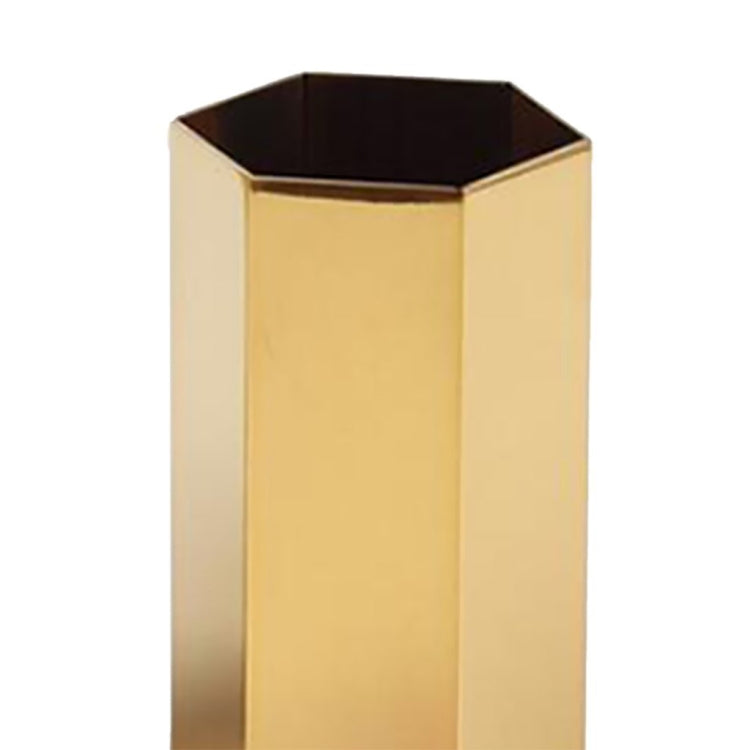 Home Office Hexagon Gold Flower Vase Pen Holder Desktop Storage Container