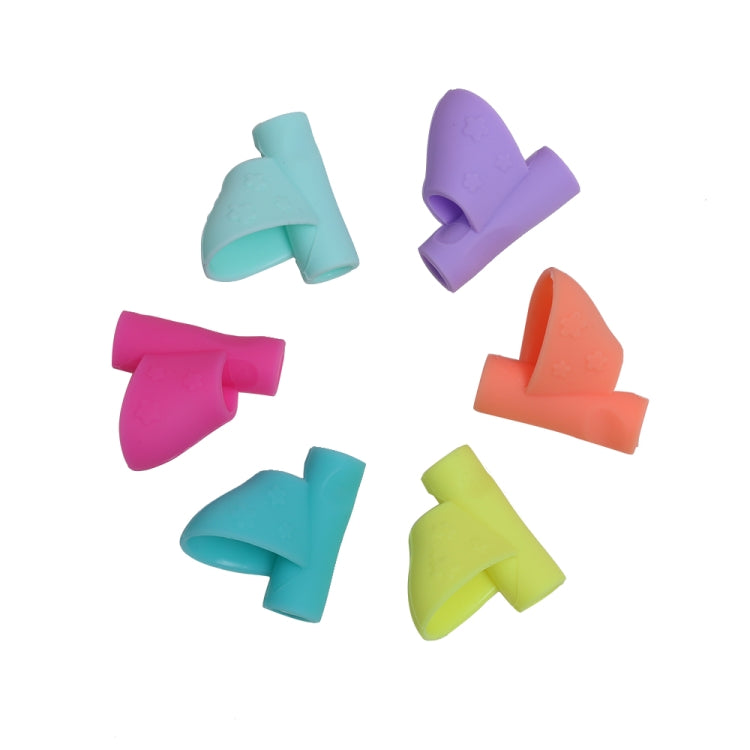 6 PCS / Set?Flowers Pattern Holding Pen Posture Corrector Silicone Pen Case Writing Posture Tools