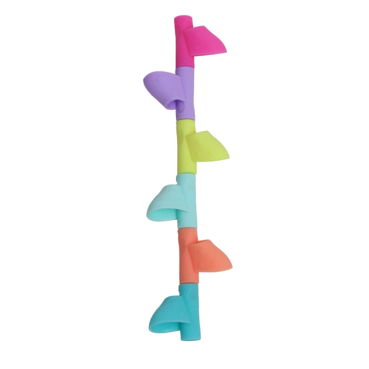 6 PCS / Set?Flowers Pattern Holding Pen Posture Corrector Silicone Pen Case Writing Posture Tools