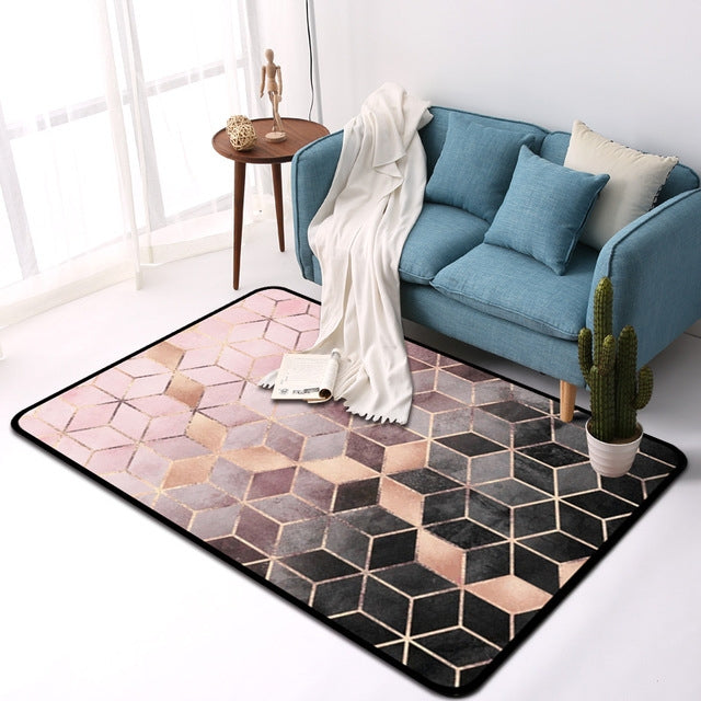 Geometric Pattern Bedroom Door Rug Decorative Mat, Size:150x200cm(Black Gold)