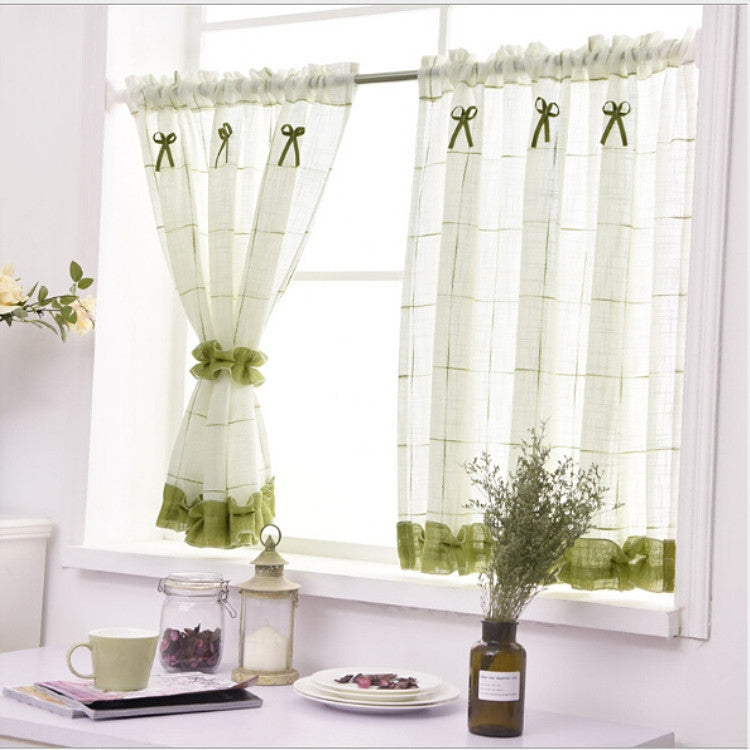 Home Screens Half Coffee Curtain Kitchen Dust-proof  Balcony Toilet Pritition Curtain, Size: 90CMx90CM(Green)