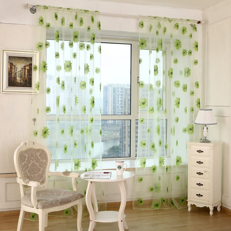 2 PCS Sunflower Voile Curtain Kitchen Balcony Curtains for Living Room Decoration, Size:2x2.7m   Rod Processing