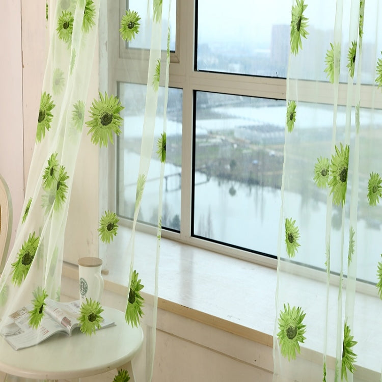 2 PCS Sunflower Voile Curtain Kitchen Balcony Curtains for Living Room Decoration, Size:2x2.7m   Rod Processing