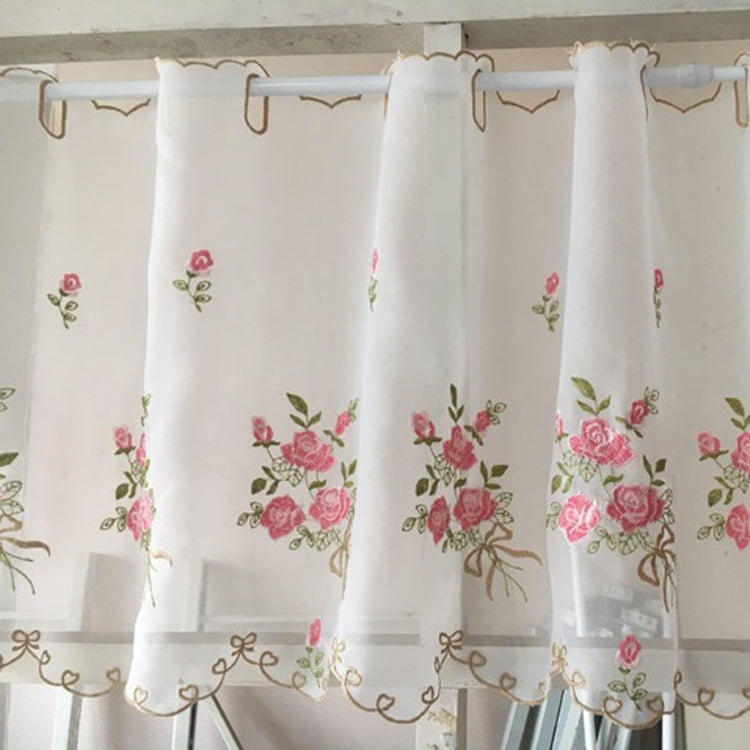 Simple Pastoral Embroidery Flower Window Bbalcony Flower Window Tulle Curtain, Size: 150cm x 65cm