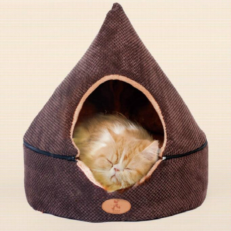 Detachable Tent yurt Universal Pet Cat Nest Closed Pet House, Size:M(Black)