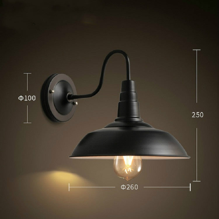 Vintage Loft Wall Lamp Restaurant Living Room Decoration Lamp 26cm Diameter Lampshade with Edison Bulb