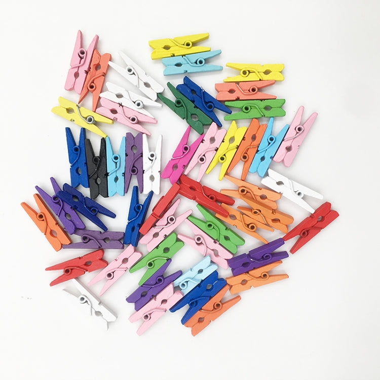 50 PCS Mini Natural Wooden DIY Clothes Colorful Photo Paper Peg Pin Clothespin Craft Clips School Office Stationery Clothes Pegs, Size:3.5x0.7cm(Mixed color)