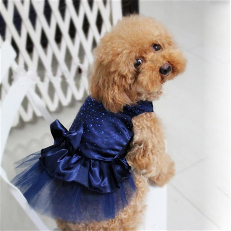 Pet Clothing Pet Hot Drilling Wedding Dress Skirt, Size:L(Blue)