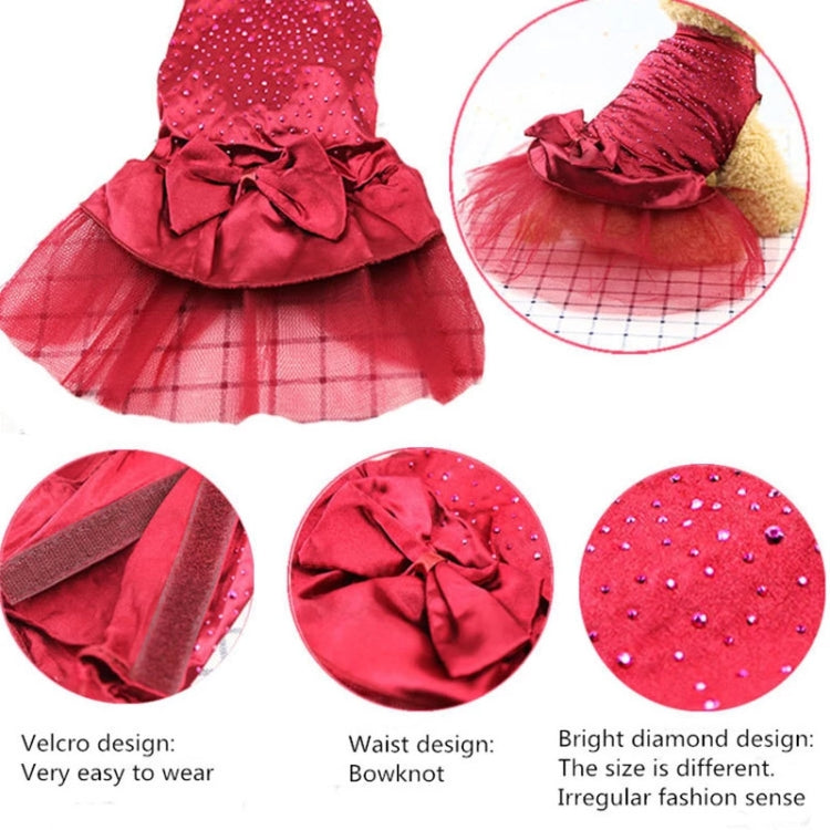 Pet Clothing Pet Hot Drilling Wedding Dress Skirt, Size:L(Blue)