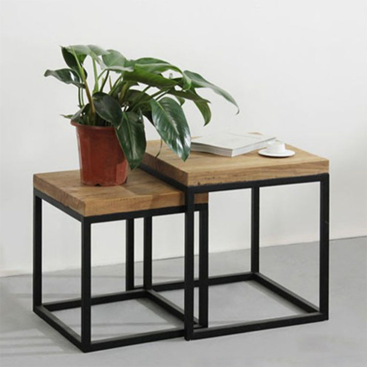 Vintage European and American Style Garden Multifunctional Wrought Iron Wood Coffee Table