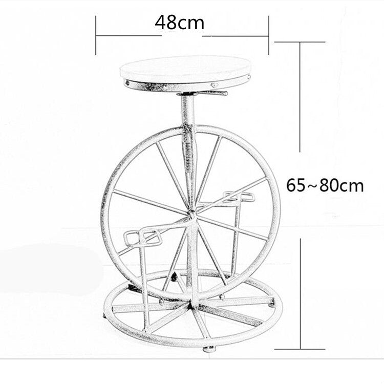 Retro Industrial Style Leisure Wrought Iron Bicycle Type Solid Wood Chair Lift