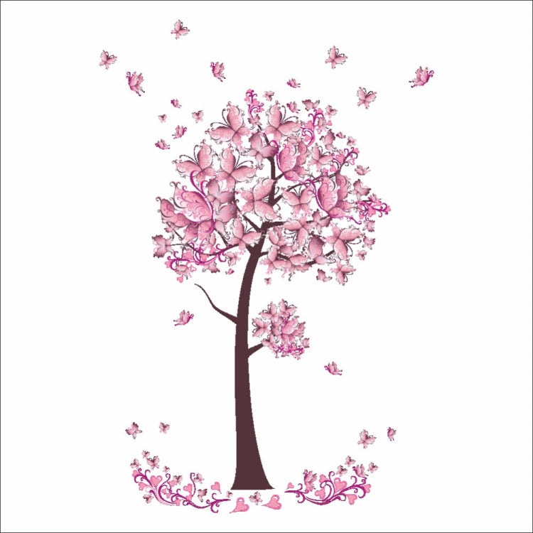 2 PCS Tree Flower Floral Butterflies Wall Stickers Decals Living Room Bedroom TV Sofa Background Decor Wall Decals Mural
