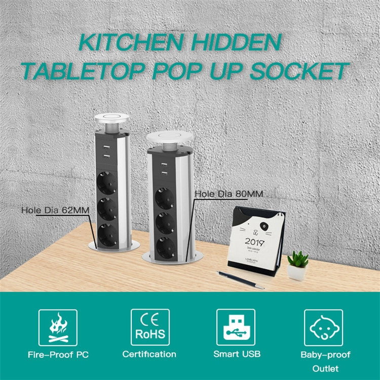 USB Desktop Office Kitchen Socket Hidden Desktop Socketï¼ŒEU Plug