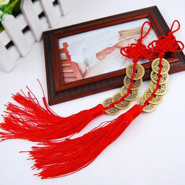 3 PCS Chinese Knot Old Copper Coin Mascot Car Hanging Decoration, Specification:One  Coin