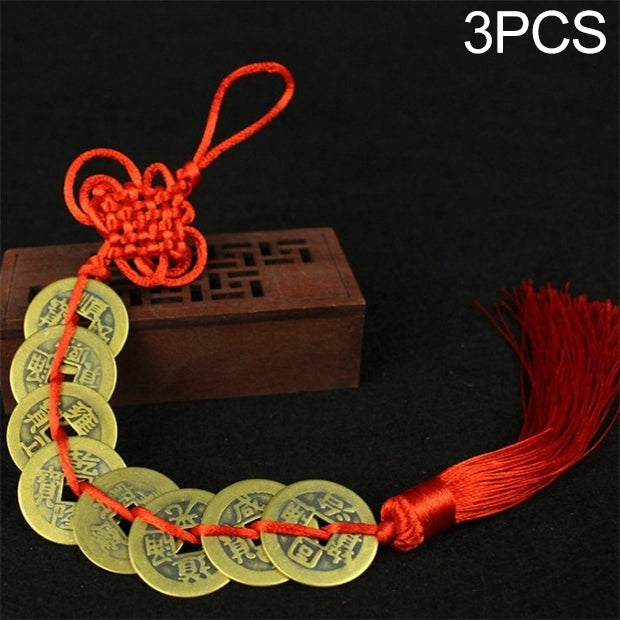 3 PCS Chinese Knot Old Copper Coin Mascot Car Hanging Decoration, Specification:Eight  Coins