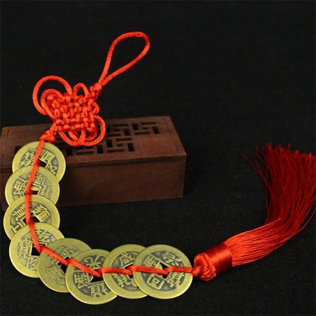 3 PCS Chinese Knot Old Copper Coin Mascot Car Hanging Decoration, Specification:Eight  Coins