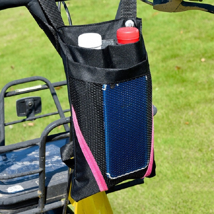 Electric Motorcycle Storage Bag Small Bicycle Front Handle Storage Bag, Color:Small Black Pink Stripe