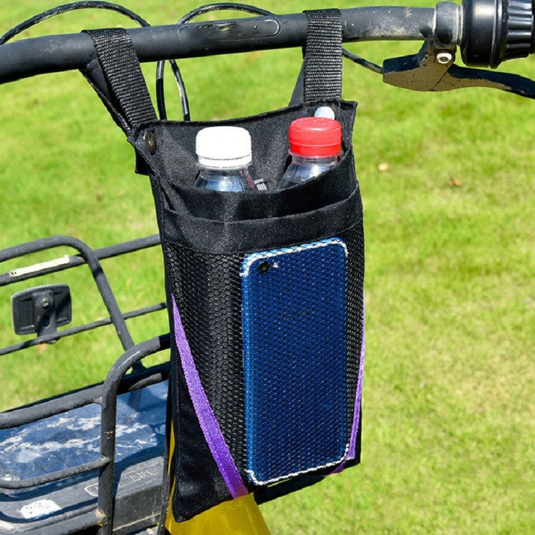 Electric Motorcycle Storage Bag Small Bicycle Front Handle Storage Bag, Color:Small Black Purple Stripe