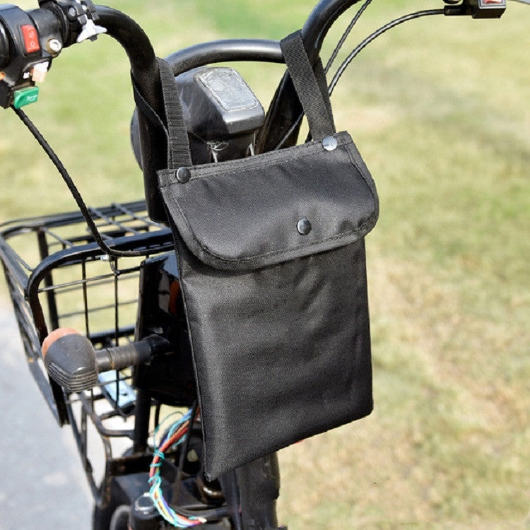 Electric Motorcycle Storage Bag Small Bicycle Front Handle Storage Bag, Color:Medium Black