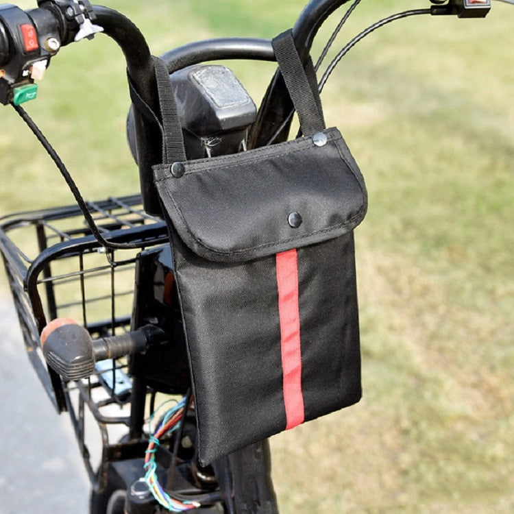 Electric Motorcycle Storage Bag Small Bicycle Front Handle Storage Bag, Color:Medium Black Red